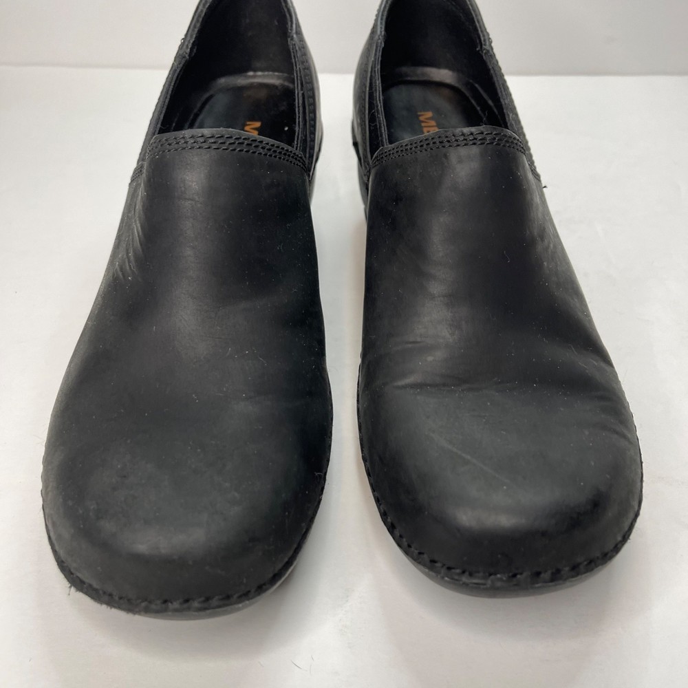 Merrell Womens Size 7 Black Emma Clog Slip On Nubuck Leather Casual
